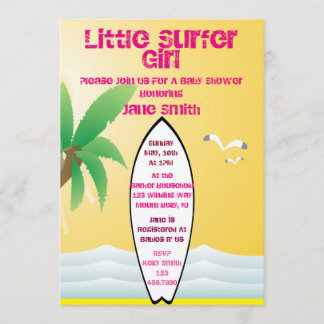 Invitación a un pequeño Chica surfista en Baby Sho