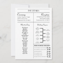 Invitación a un periódico boda con el programa