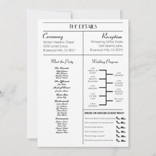 Invitación a un periódico boda con el programa