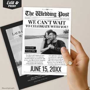 Invitación a un periódico boda, invitación a una b