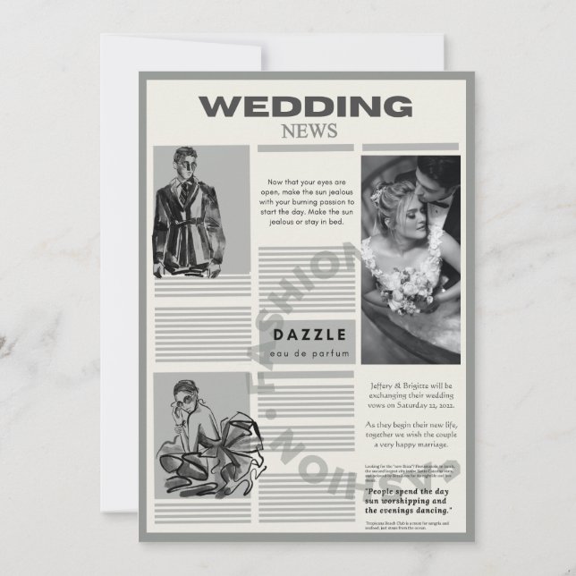 Invitación a un periódico de bodas de época (Reverso)