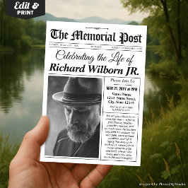 Invitación a un periódico para un funeral conmemor