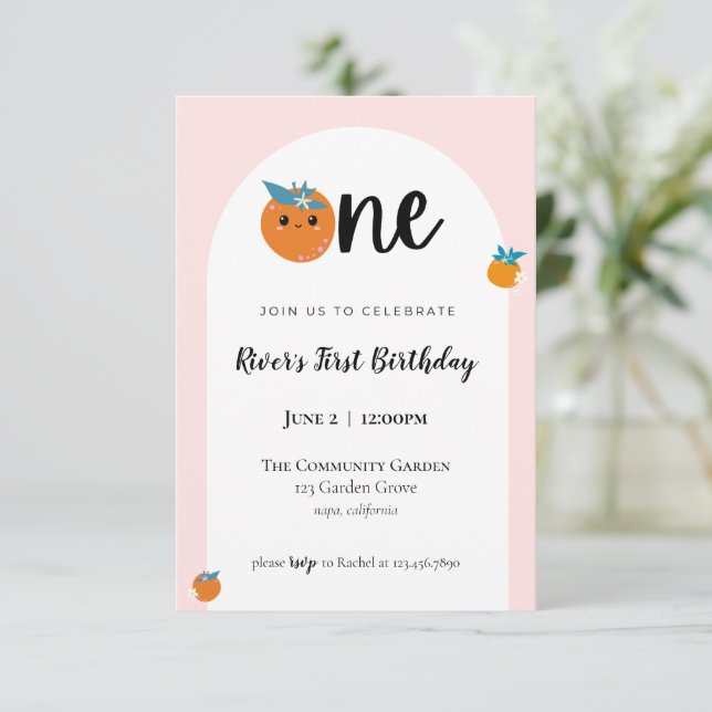 Invitación a un primer cumpleaños de Little Cutie (Anverso de pie)