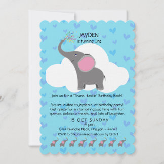 Invitación a un primer cumpleaños para un elefante