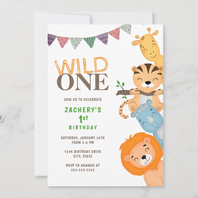 Invitación a un primer cumpleaños salvaje (Anverso)