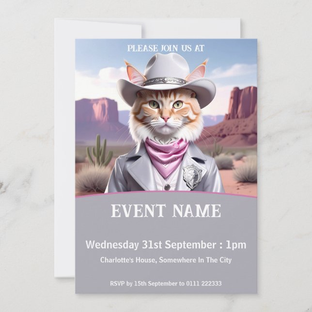 Invitación a un sheriff Cat (Anverso)