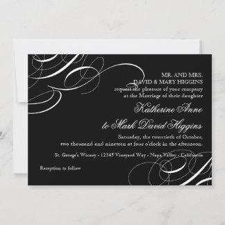 Invitación a un Swirl de caligrafía diagonal moder