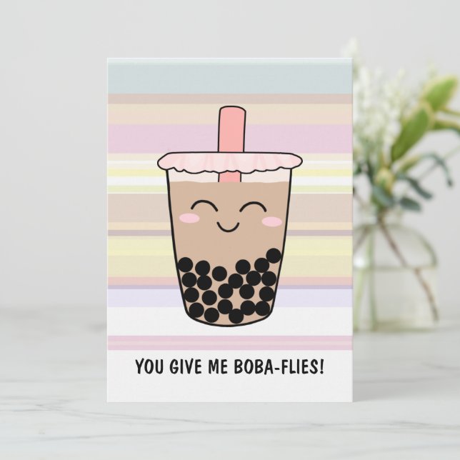 Invitación a un té de leche de Boba (Anverso de pie)
