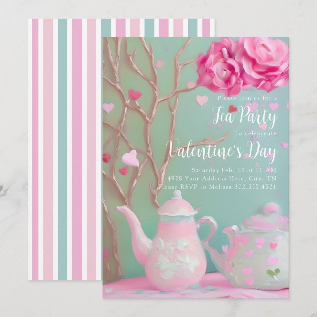 Invitación a un Tea Party el día de San Valentín (Anverso / Reverso)