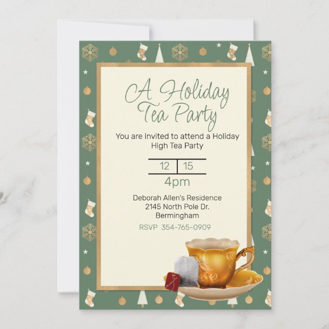 Invitación a un Tea Party navidades (Anverso)