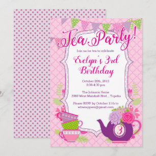 Invitación a un Tea Party o a un Fiesta de Tea par
