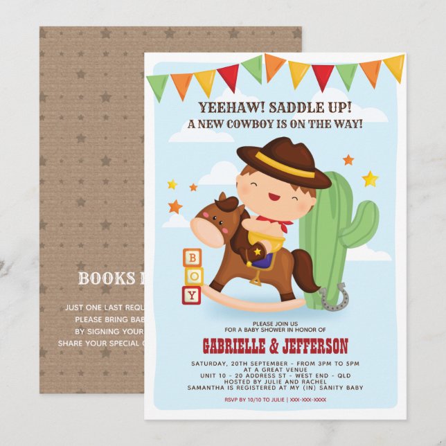 Invitación a un tema de Baby Shower de un niño peq (Anverso / Reverso)