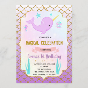 Invitación a un tema de cute púrpura