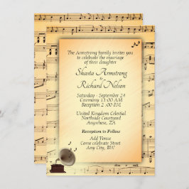 Invitación a un tema musical de Boda antiguo
