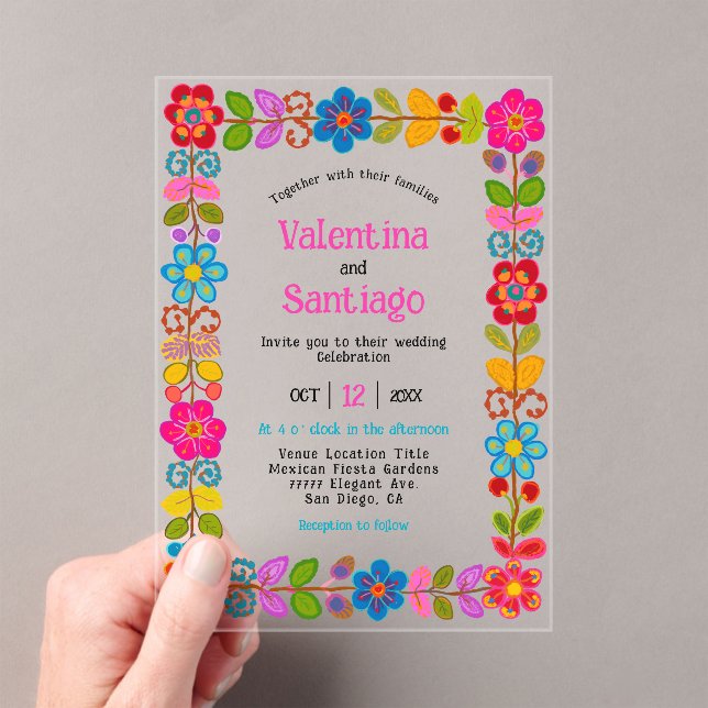 Invitación a una boda acrílica mexicana moderna (Insitu (portátil))