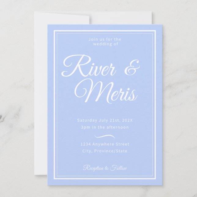Invitación a una boda azul (Anverso)