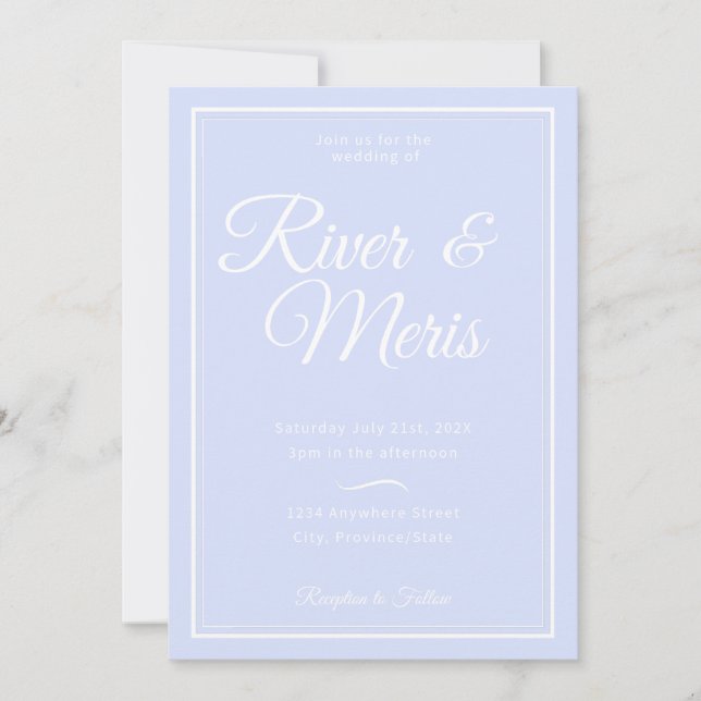 Invitación a una boda azul (Anverso)