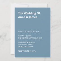 Invitación a una boda azul turbia y moderna