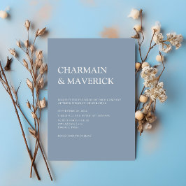 Invitación a una boda azul turbia y simple