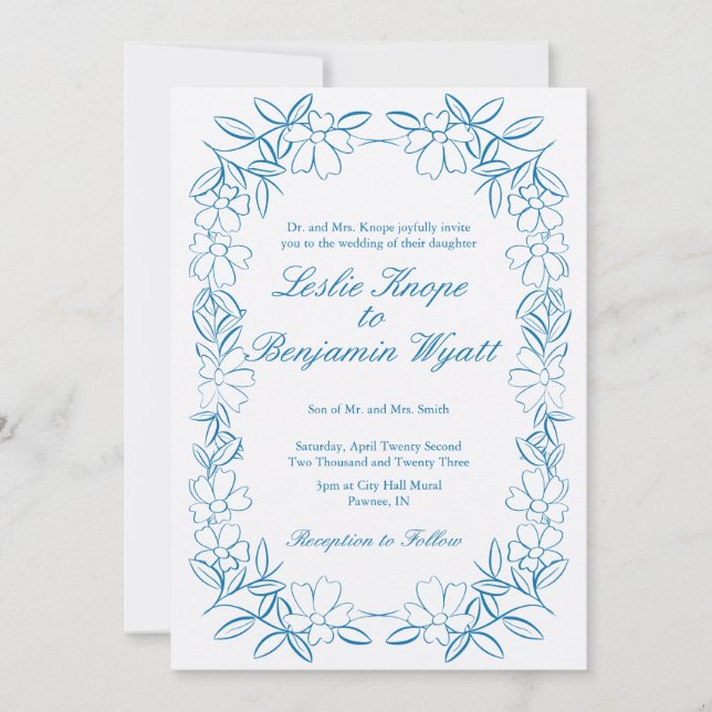 Invitación a una boda azul turquesa (Anverso)