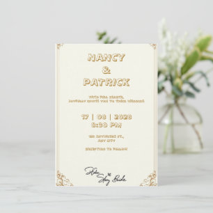 Invitación a una boda blanca con un ligero brillo