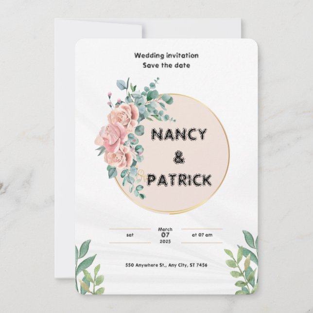 Invitación a una boda blanca simple (Anverso)