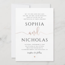 Invitación a una boda blanca y dorada. Invitación