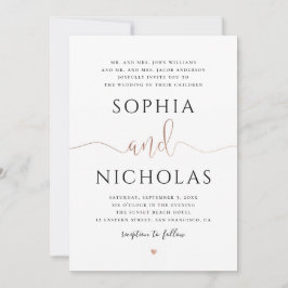 Invitación a una boda blanca y dorada. Invitación 