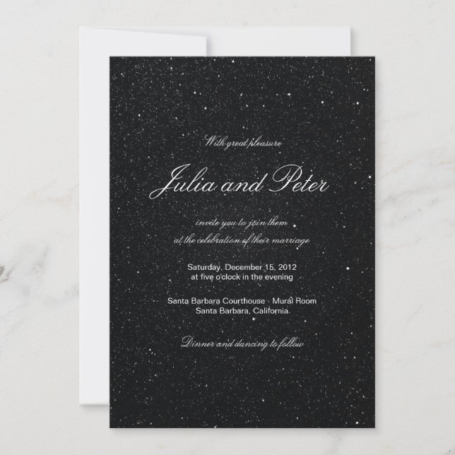 Invitación a una boda brillante con estrellas (Anverso)