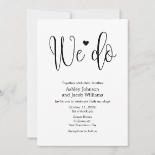 Invitación a una boda caligráfica simple Invitamos