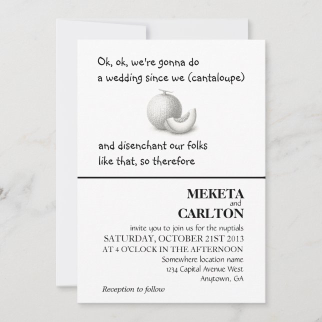 Invitación a una boda cantaloupe única (Anverso)