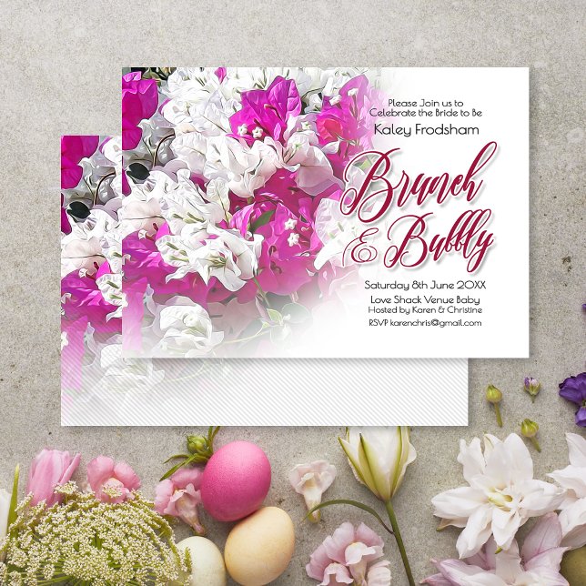 Invitación a una boda con flores de brunch y burbu (Subido por el creador)