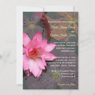 Invitación a una boda con flores de lirio rosa