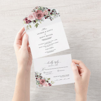 Invitación a una boda con flores rosas