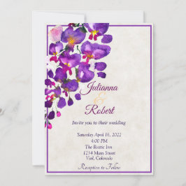 Invitación a una boda con presupuesto de Purple Wi