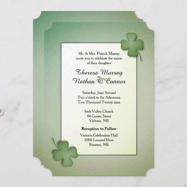 Invitación a una boda con sueños irlandeses (Anverso / Reverso)