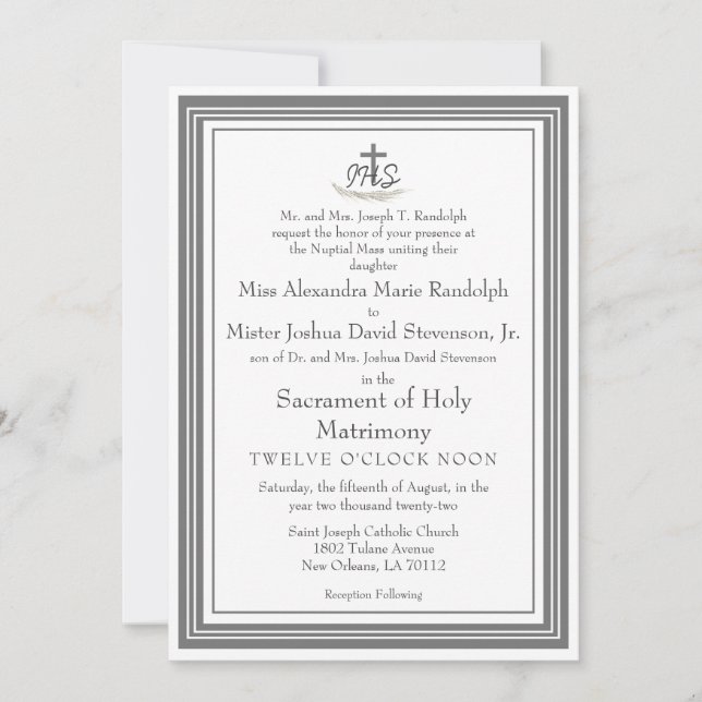 Invitación a una boda con versos de la biblia cató (Anverso)