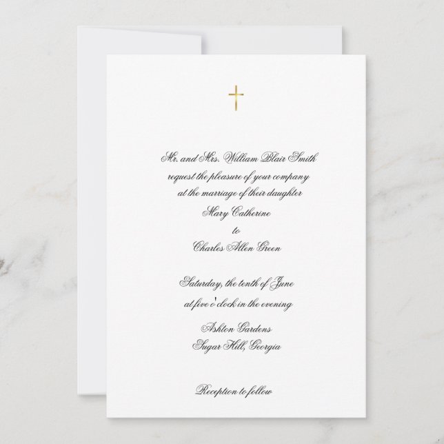 Invitación a una boda cruzada simple, bautizos, (Anverso)
