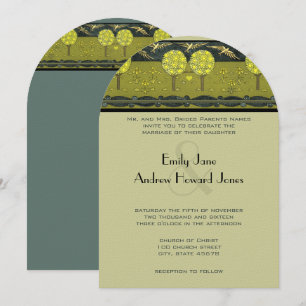 Invitación a una boda de aves en el bosque Art Nou