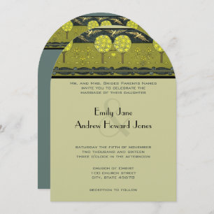 Invitación a una boda de aves en el bosque Art Nou