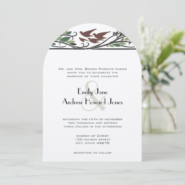 Invitación a una boda de aves vitícolas de estilo  (Anverso de pie)