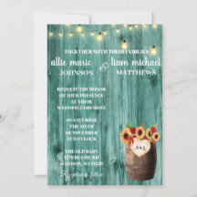 Invitación a una boda de barril entre girasoles y 