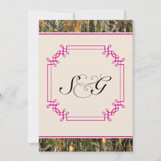 Invitación a una boda de cacería rusa de camo rosa