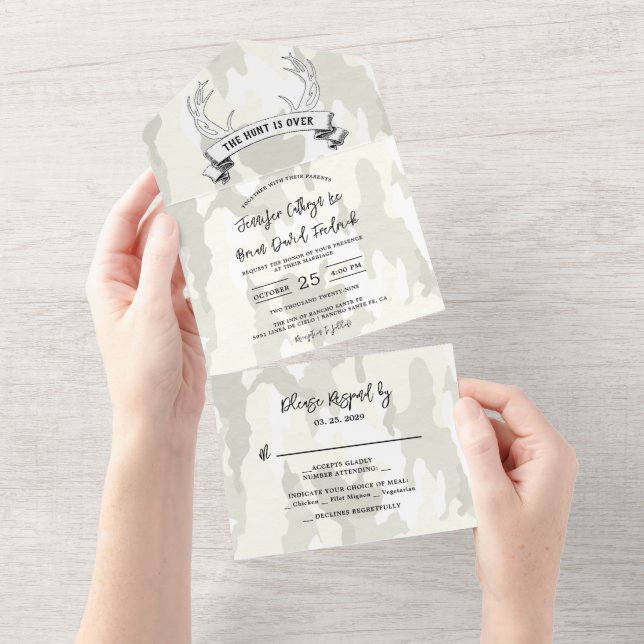 Invitación a una boda de camo rústica "La caza ha  (desgarro)