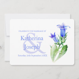 Invitación a una boda de color azul con flores de 