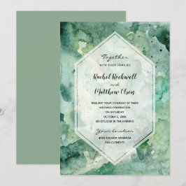 Invitación a una boda de color verde abstracto mod