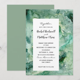 Invitación a una boda de color verde abstracto mod