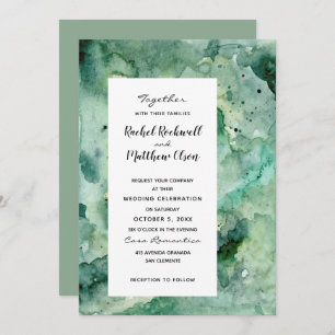 Invitación a una boda de color verde abstracto mod