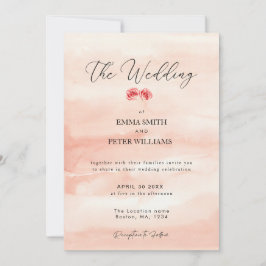 Invitación a una boda de coral acuático rosa simpl
