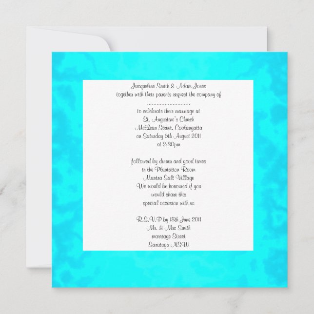 Invitación a una boda de cristal de Aqua 2 (Anverso)